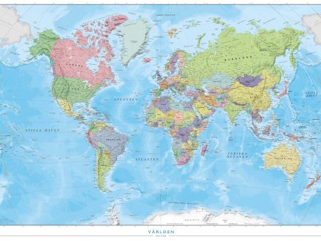 Världen Politisk Väggkarta 1:40 milj i tub : Skala 1:40 milj Cheap